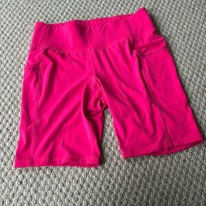 Bright Pink Knee Length Moisture Wicking Shorts